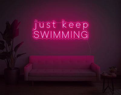 Just Keep Swimming LED Neon Sign - 13inch x 36inchLight Pink