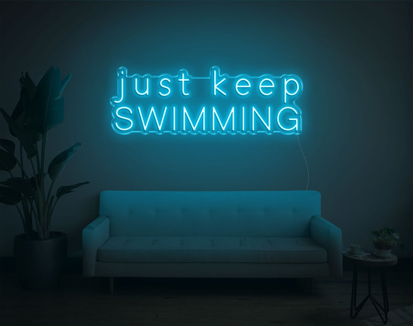 Just Keep Swimming LED Neon Sign - 13inch x 36inchLight Blue