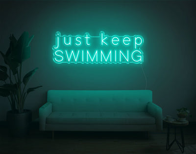 Just Keep Swimming LED Neon Sign - 13inch x 36inchTurquoise