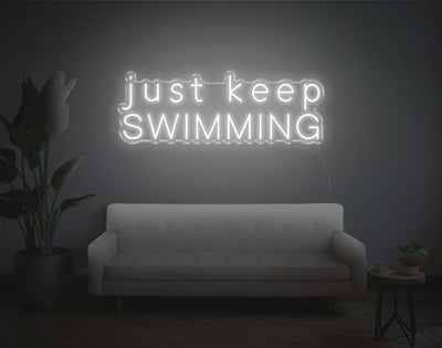 Just Keep Swimming LED Neon Sign - 13inch x 36inchWhite