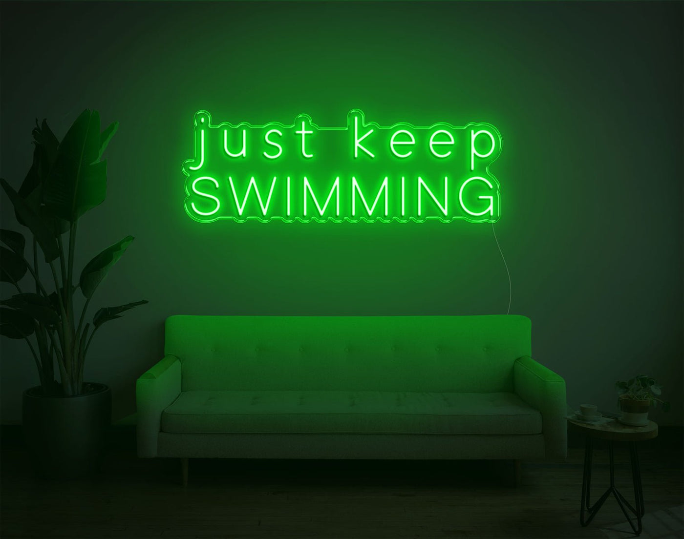 Just Keep Swimming LED Neon Sign - 13inch x 36inchGreen