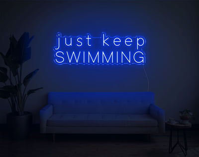 Just Keep Swimming LED Neon Sign - 13inch x 36inchBlue