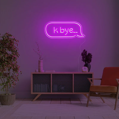 K Bye.. LED Neon Sign - 20inch x 8inchLight Pink