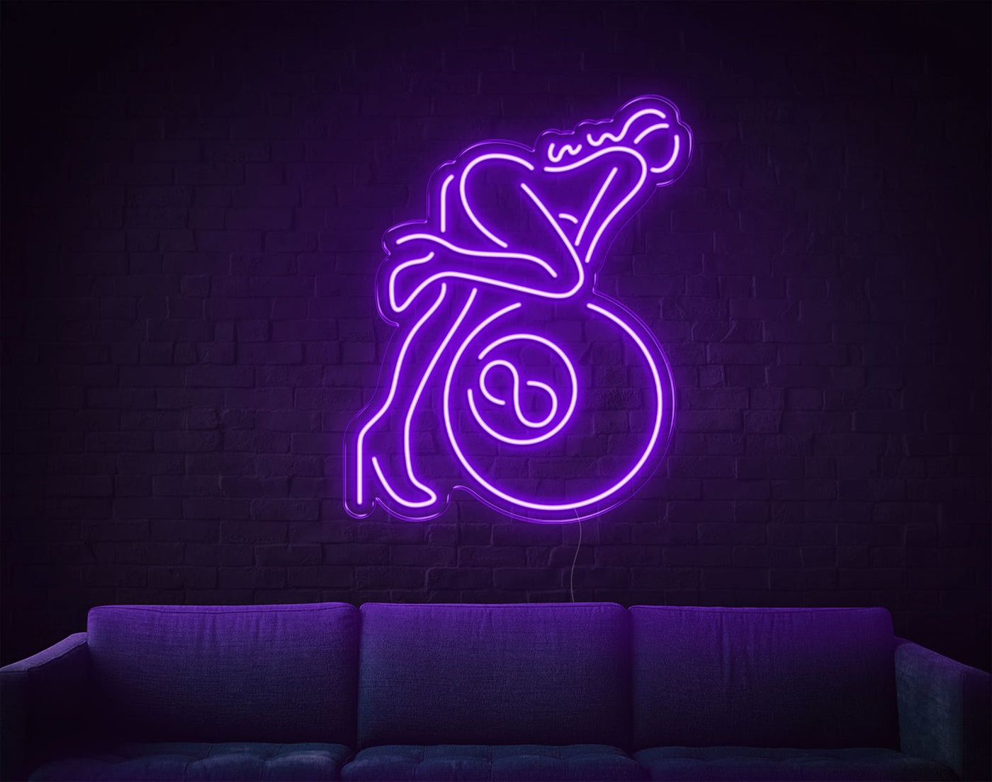 Lady Billiard LED Neon Sign - 26inch x 21inchHot Pink