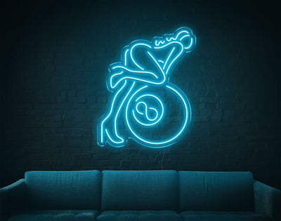 Lady Billiard LED Neon Sign - 26inch x 21inchLight Blue