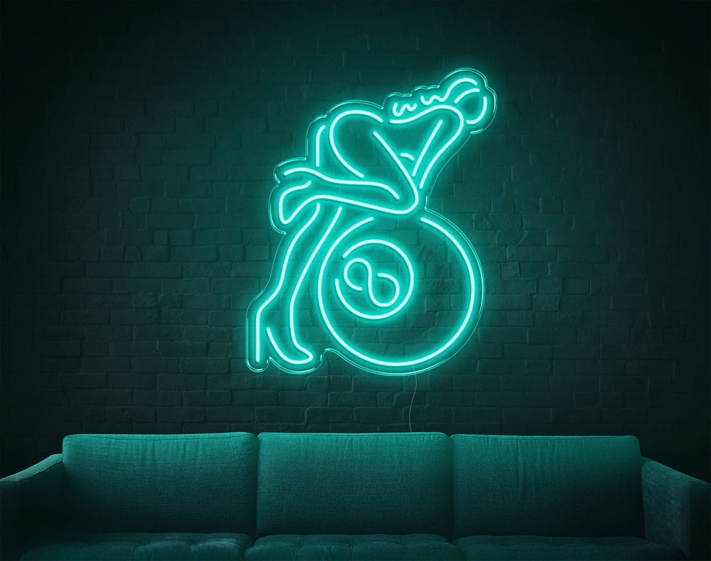 Lady Billiard LED Neon Sign - 26inch x 21inchTurquoise