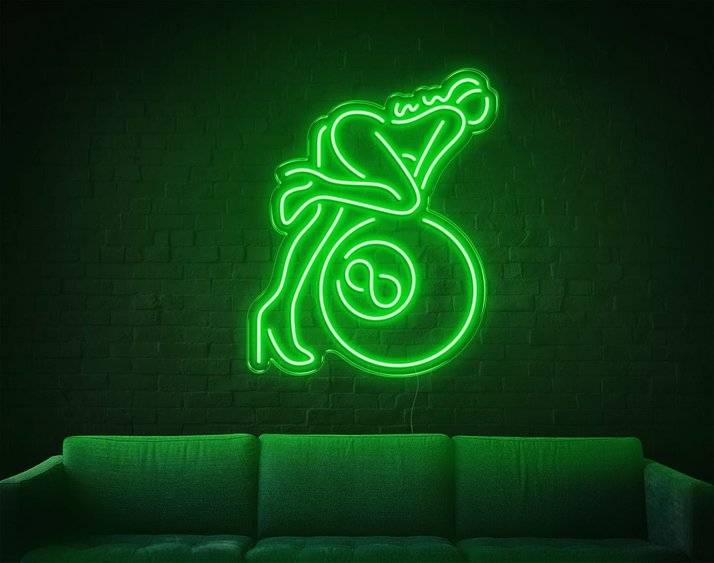 Lady Billiard LED Neon Sign - 26inch x 21inchGreen