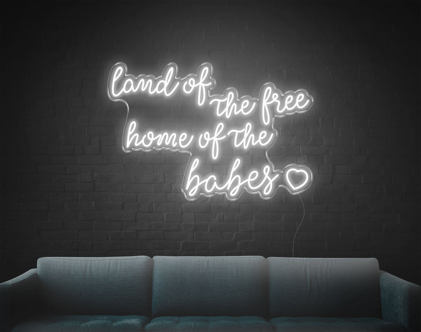 Land Of The Free LED Neon Sign - 24inch x 36inchHot Pink