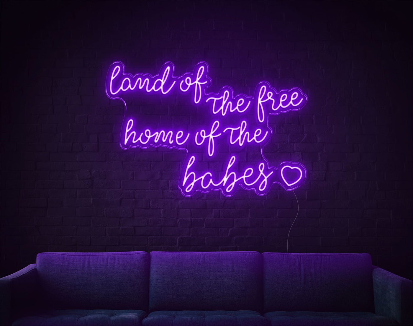 Land Of The Free LED Neon Sign - 24inch x 36inchPurple