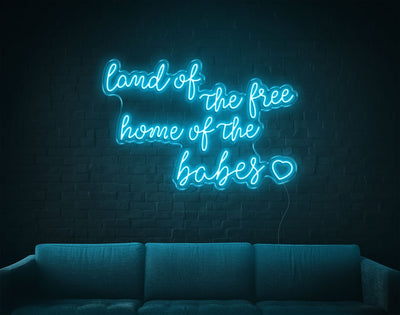 Land Of The Free LED Neon Sign - 24inch x 36inchLight Blue