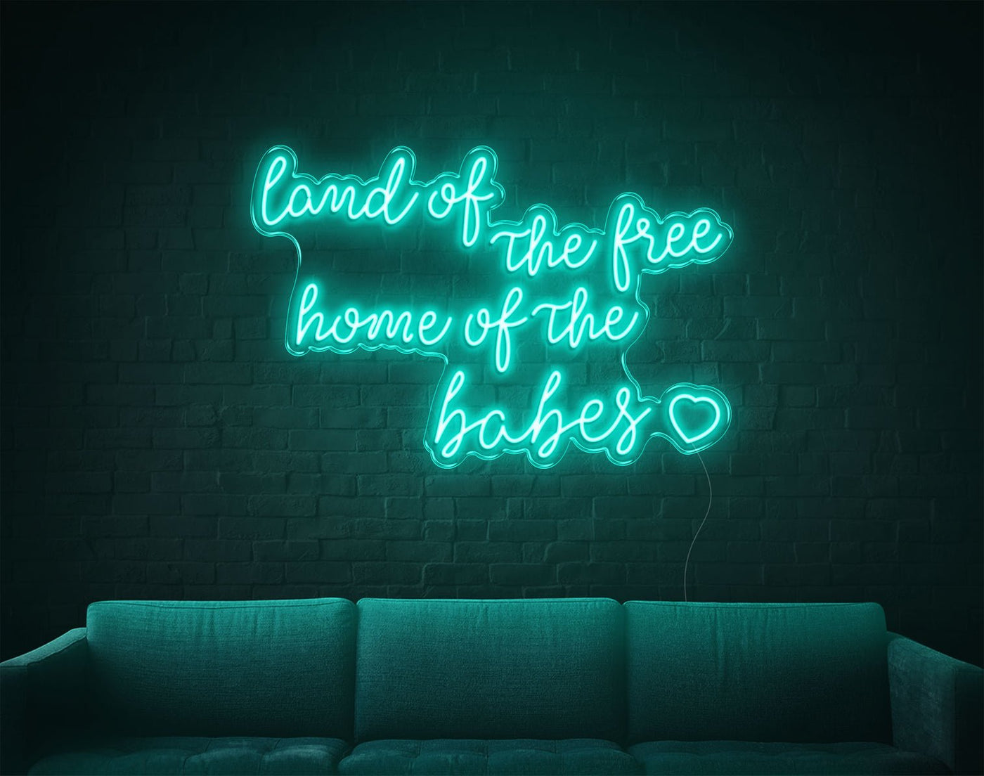 Land Of The Free LED Neon Sign - 24inch x 36inchTurquoise