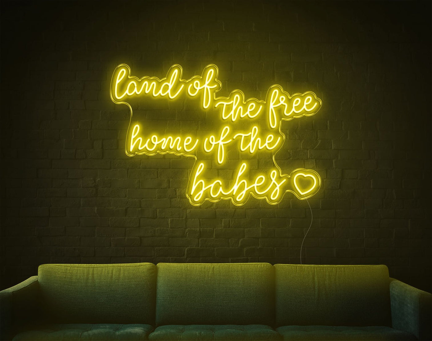 Land Of The Free LED Neon Sign - 24inch x 36inchYellow