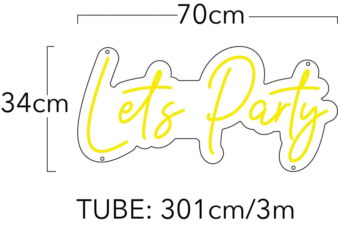 Let's Party LED Neon sign - 28inchyellow