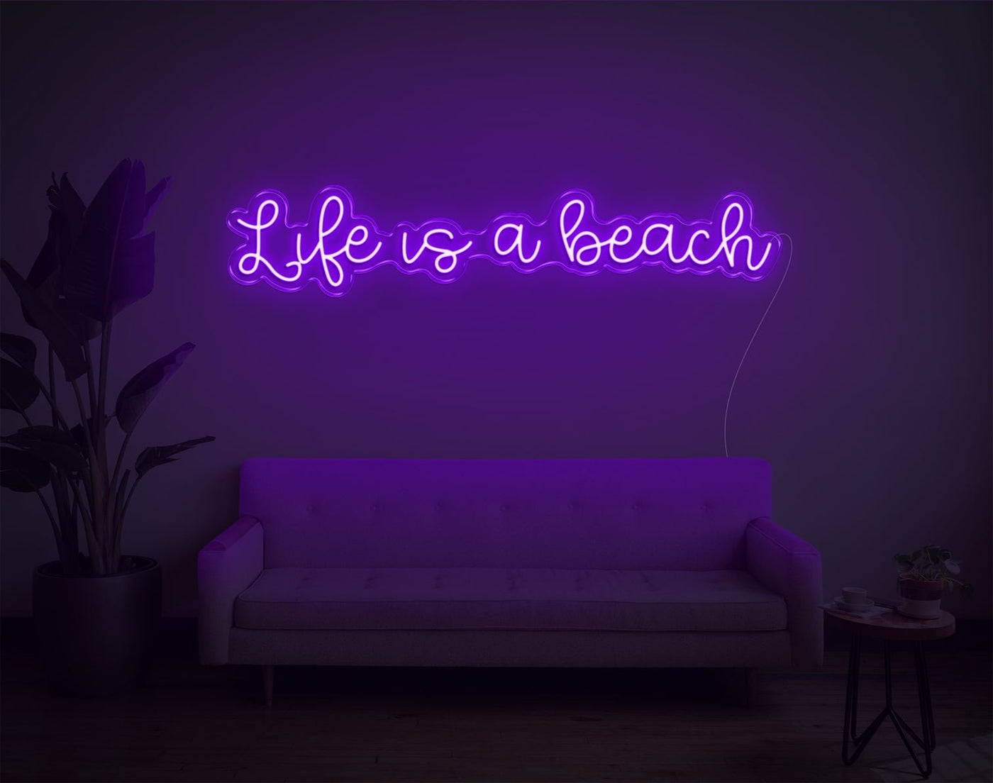 Life is a beach LED Neon Sign - 28inch x 7inchHot Pink