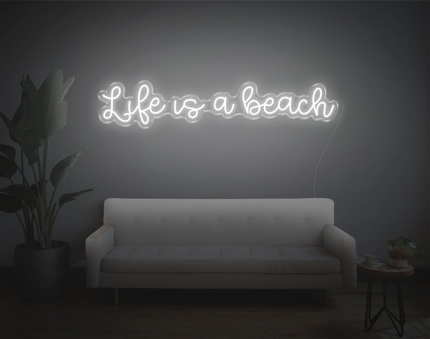 Life is a beach LED Neon Sign - 28inch x 7inchHot Pink