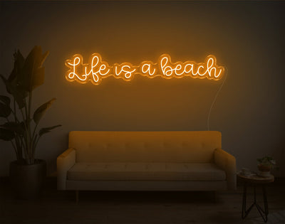 Life is a beach LED Neon Sign - 28inch x 7inchOrange