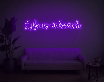 Life is a beach LED Neon Sign - 28inch x 7inchPurple