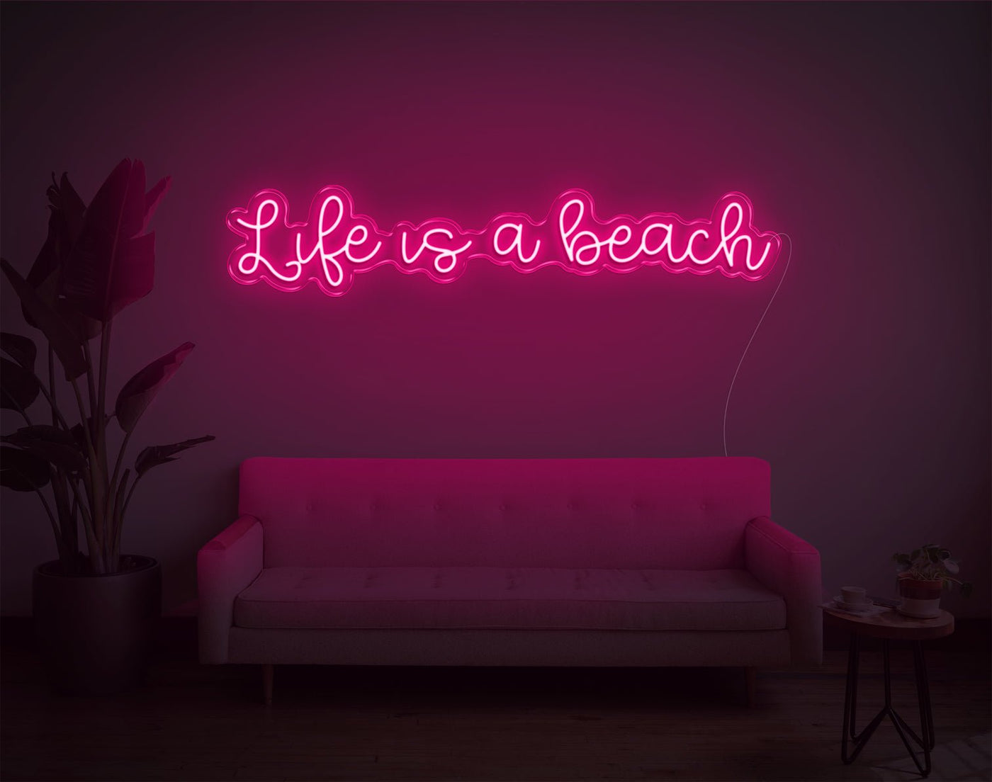 Life is a beach LED Neon Sign - 28inch x 7inchLight Pink