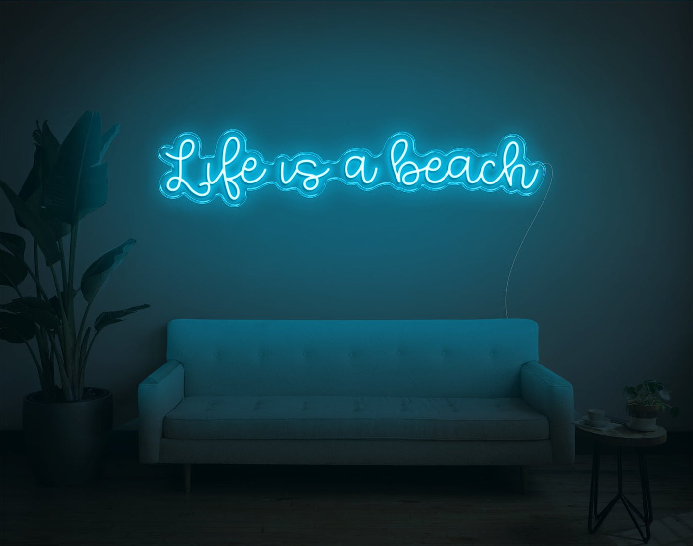 Life is a beach LED Neon Sign - 28inch x 7inchLight Blue