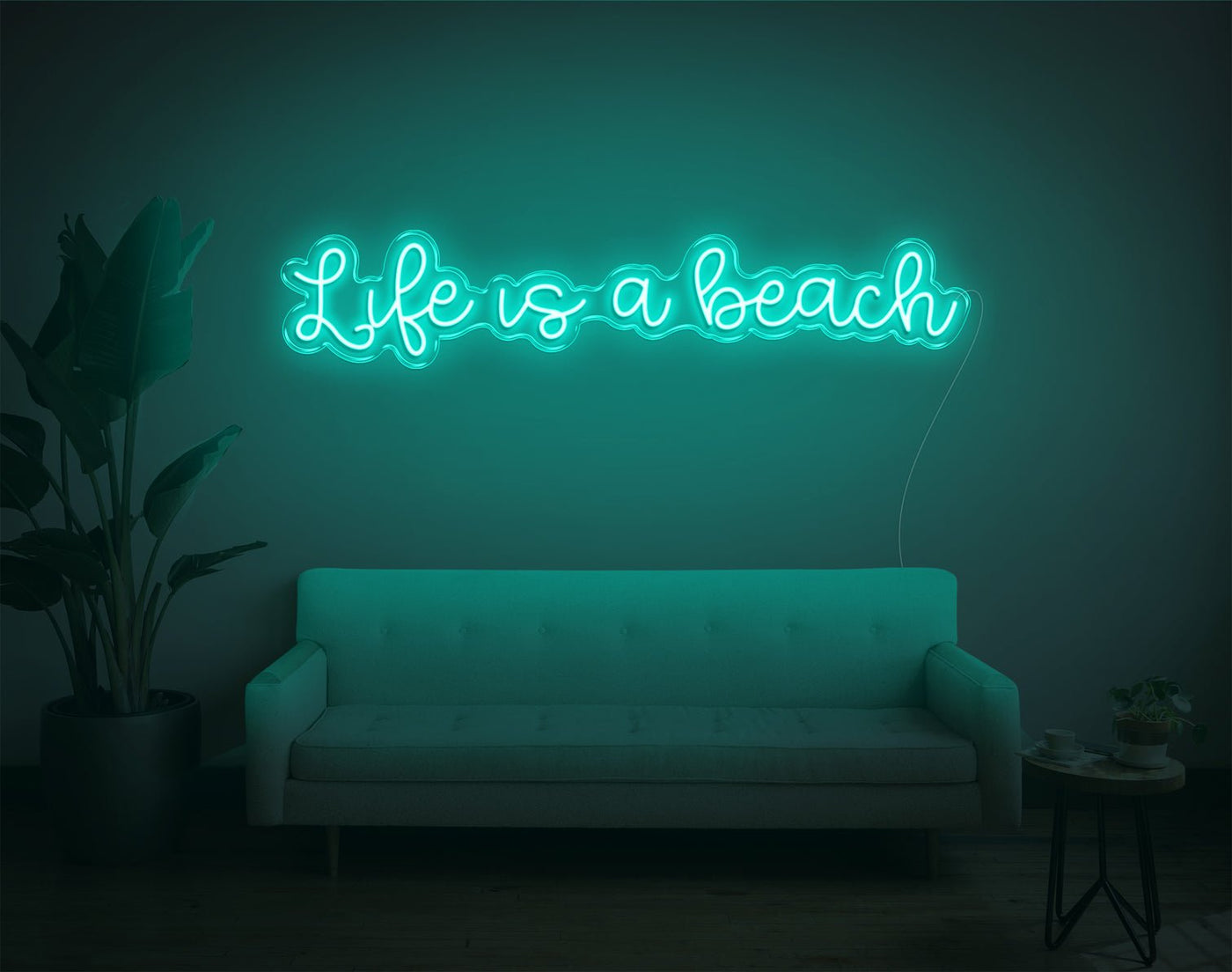 Life is a beach LED Neon Sign - 28inch x 7inchTurquoise