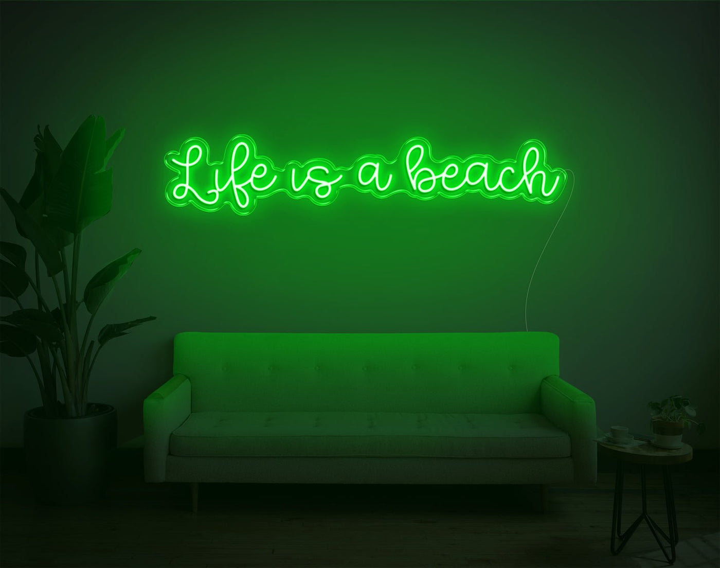 Life is a beach LED Neon Sign - 28inch x 7inchGreen