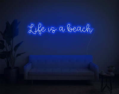 Life is a beach LED Neon Sign - 28inch x 7inchBlue