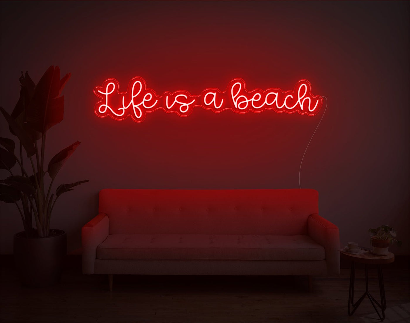 Life is a beach LED Neon Sign - 28inch x 7inchRed