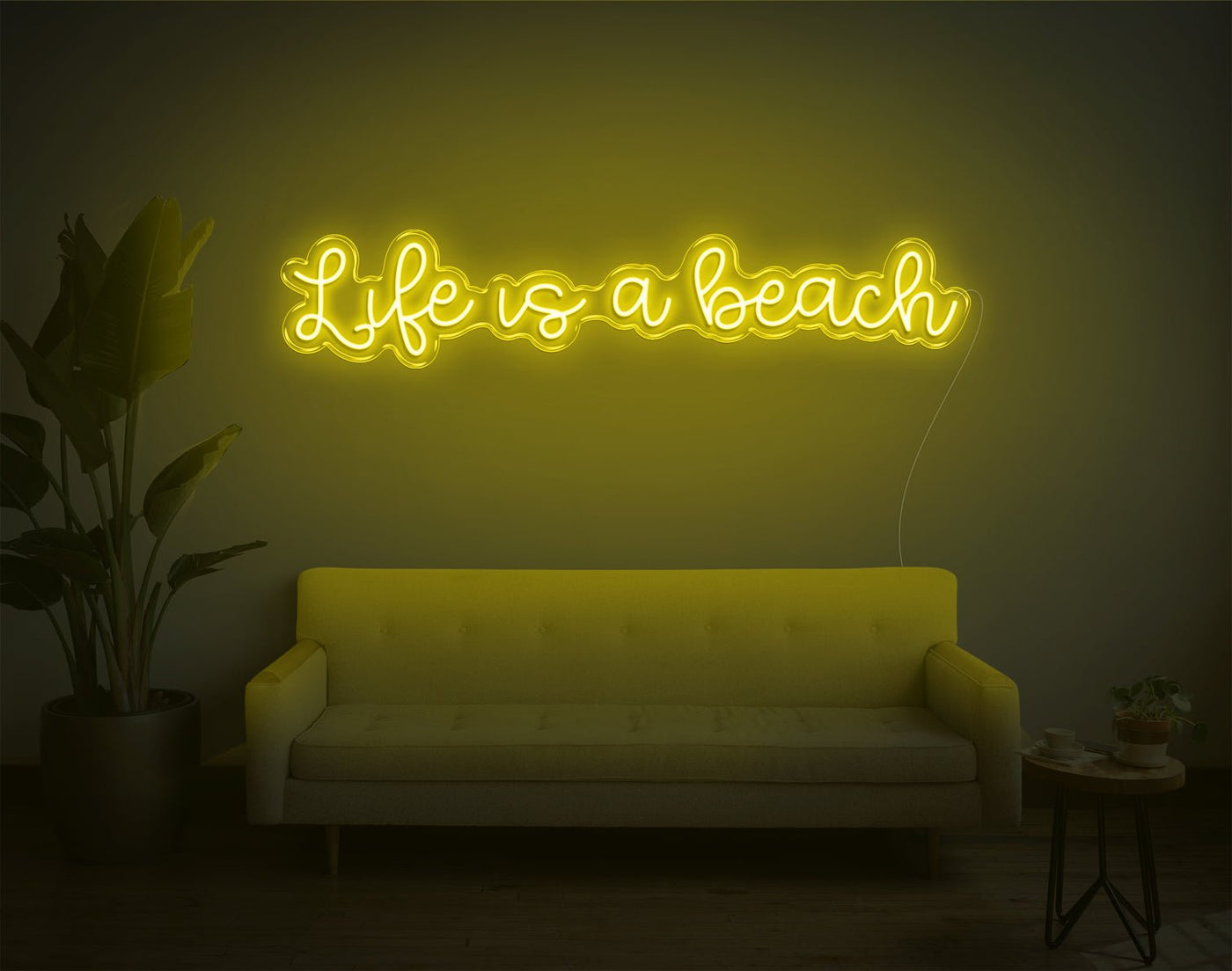 Life is a beach LED Neon Sign - 28inch x 7inchYellow