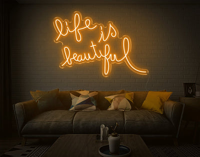 Life Is Beautiful LED Neon Sign - 20inch x 30inchOrange