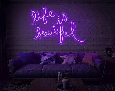 Life Is Beautiful LED Neon Sign - 20inch x 30inchPurple