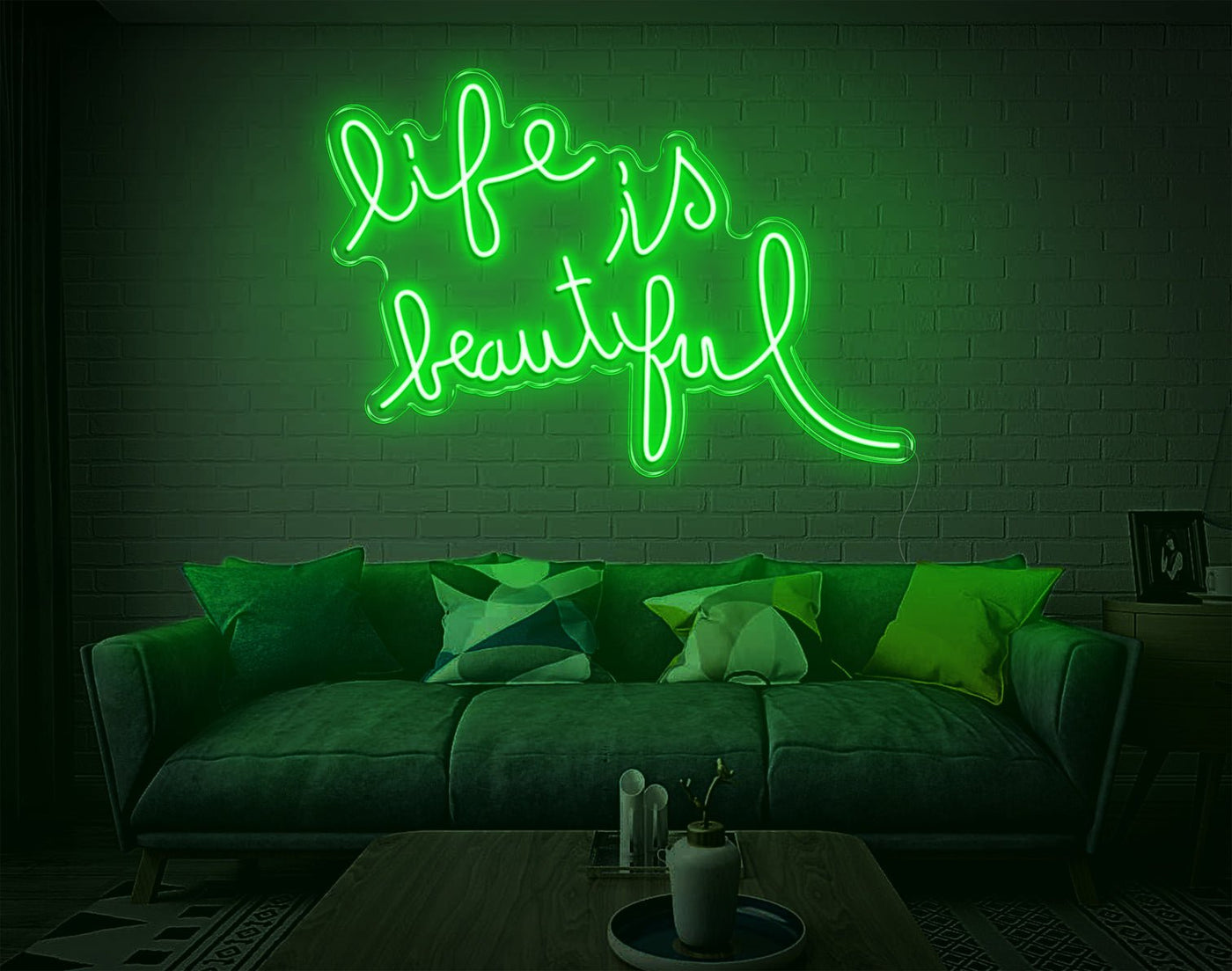 Life Is Beautiful LED Neon Sign - 20inch x 30inchGreen