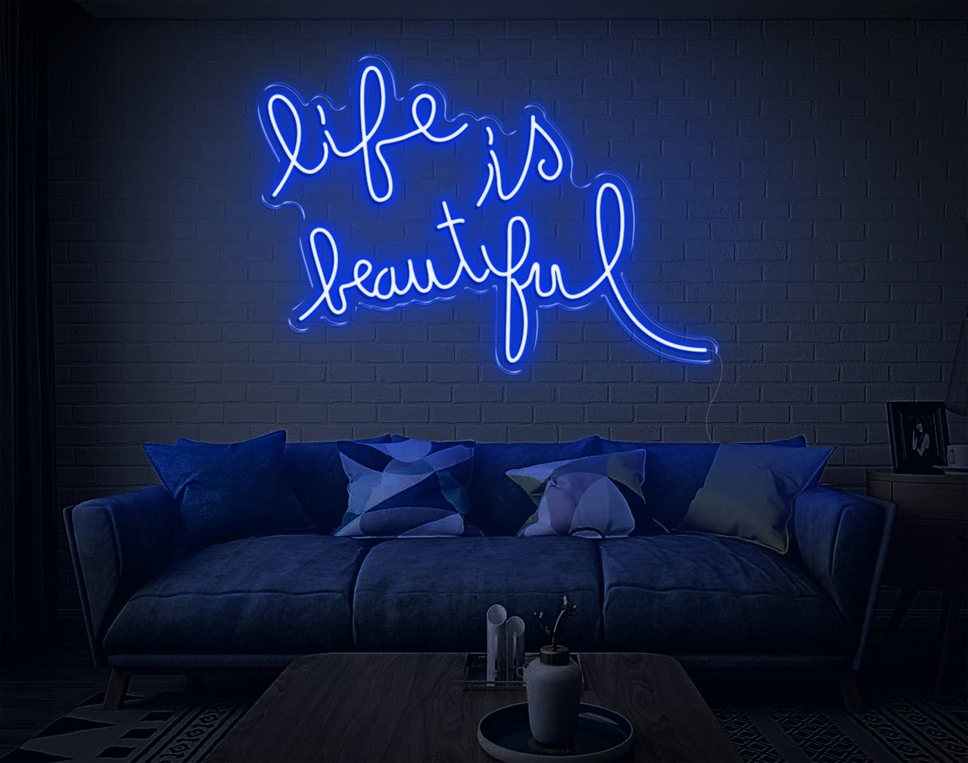 Life Is Beautiful LED Neon Sign - 20inch x 30inchBlue
