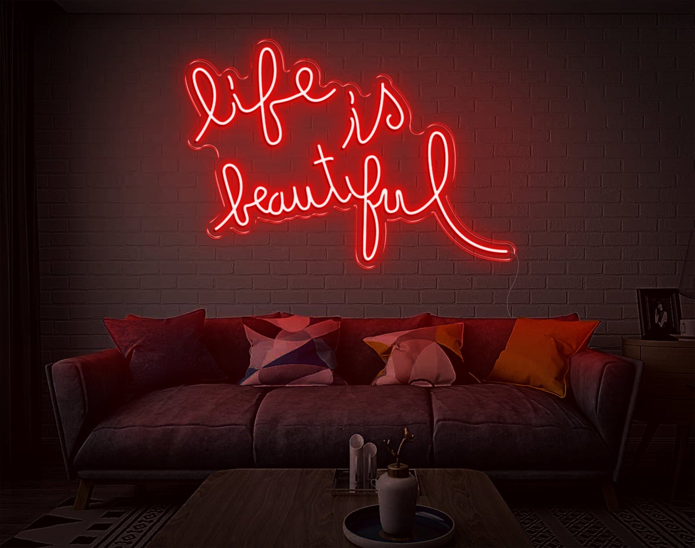 Life Is Beautiful LED Neon Sign - 20inch x 30inchRed