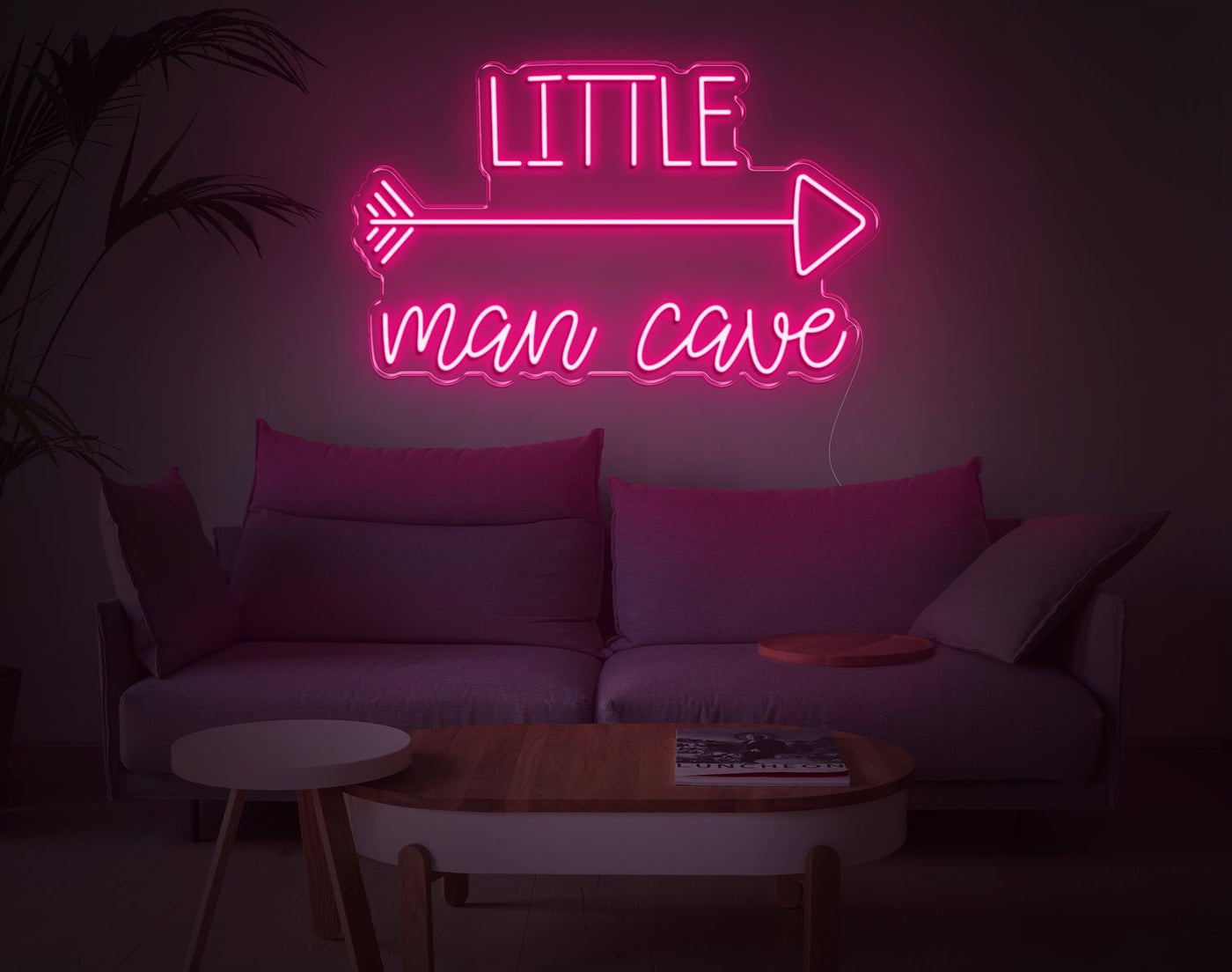 Little Man Cave LED Neon Sign - 19inch x 30inchLight Pink
