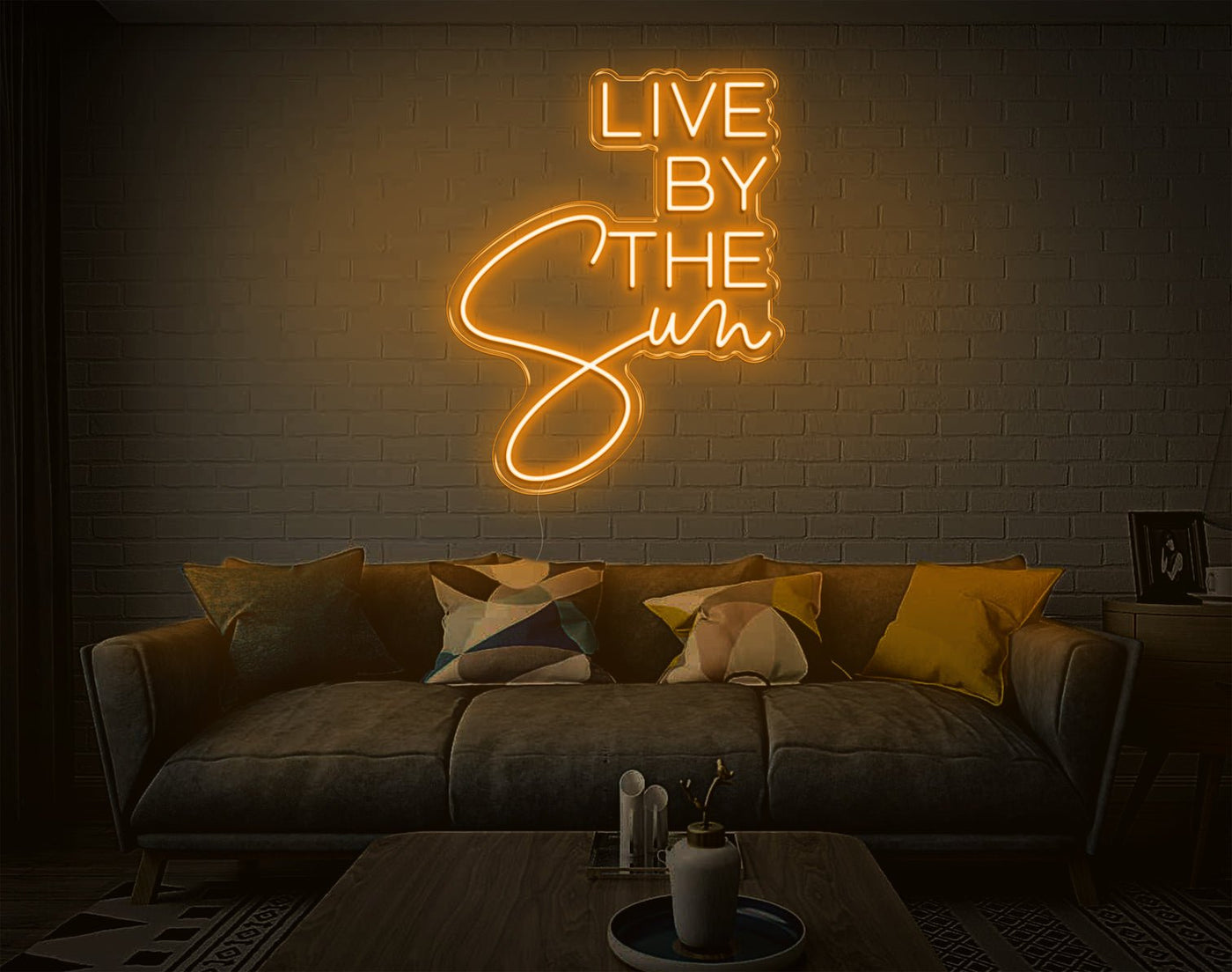 Live By The Sun LED Neon Sign - 26inch x 20inchOrange