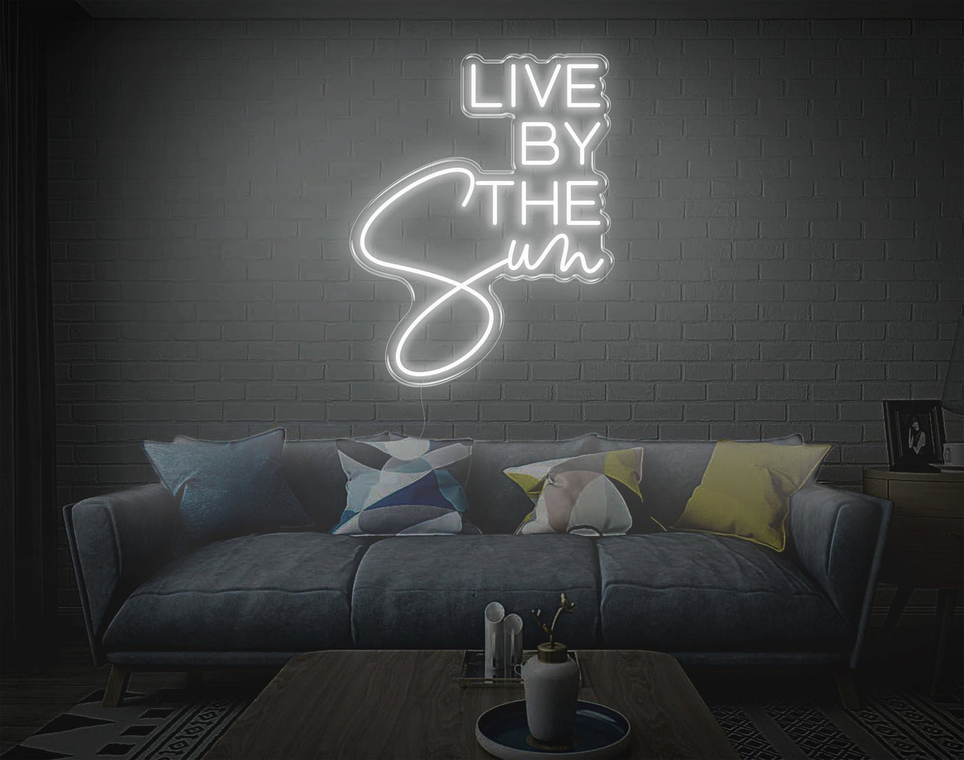 Live By The Sun LED Neon Sign - 26inch x 20inchWhite