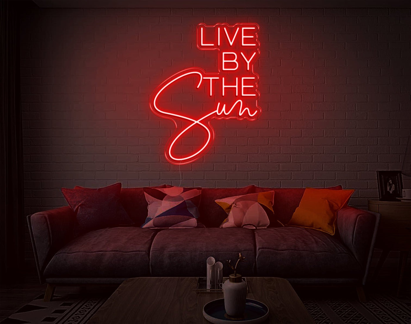 Live By The Sun LED Neon Sign - 26inch x 20inchRed