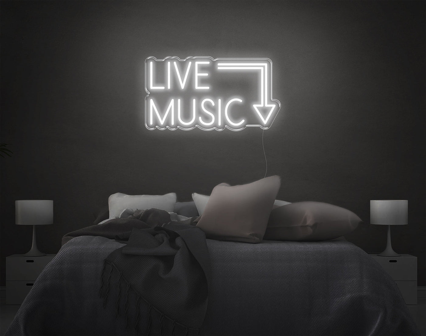 Live Music LED Neon Sign - 11inch x 21inchHot Pink