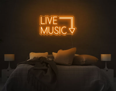 Live Music LED Neon Sign - 11inch x 21inchOrange