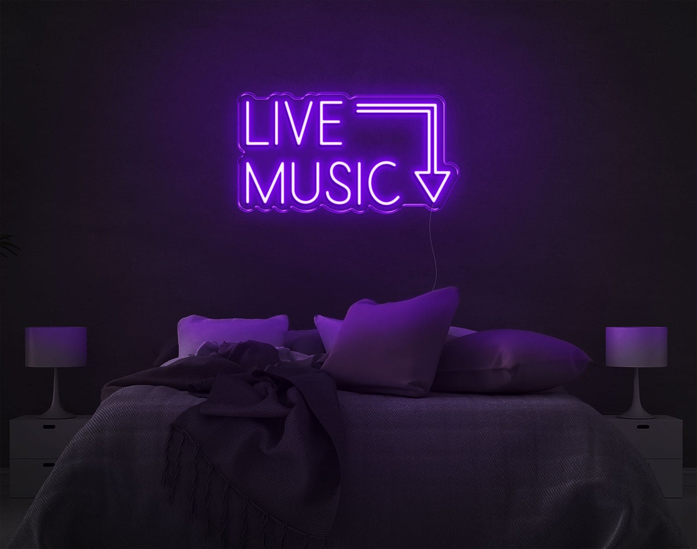 Live Music LED Neon Sign - 11inch x 21inchPurple