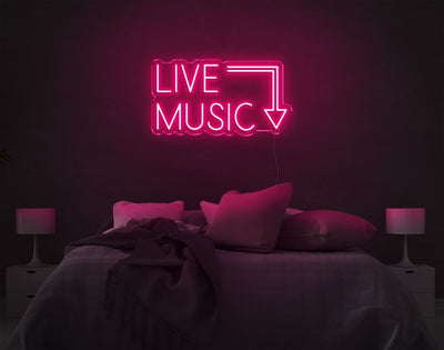 Live Music LED Neon Sign - 11inch x 21inchLight Pink