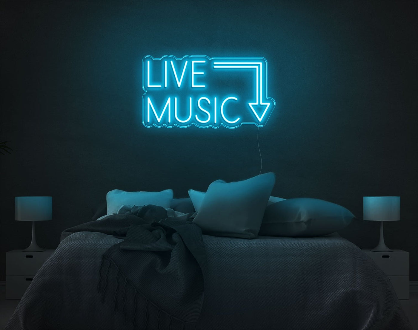 Live Music LED Neon Sign - 11inch x 21inchLight Blue