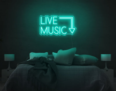 Live Music LED Neon Sign - 11inch x 21inchTurquoise