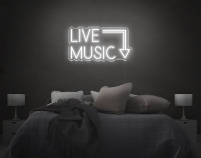 Live Music LED Neon Sign - 11inch x 21inchWhite