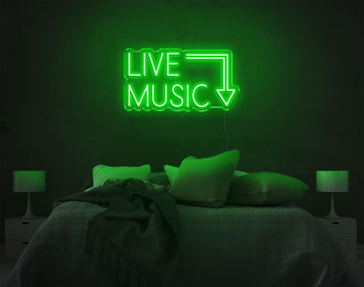 Live Music LED Neon Sign - 11inch x 21inchGreen