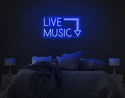 Live Music LED Neon Sign - 11inch x 21inchBlue