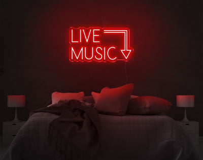Live Music LED Neon Sign - 11inch x 21inchRed