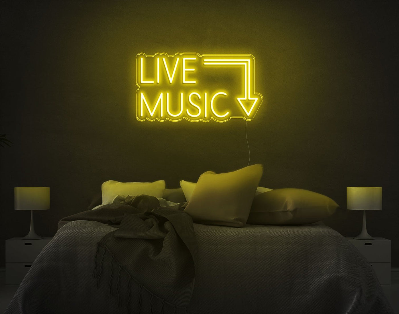 Live Music LED Neon Sign - 11inch x 21inchYellow