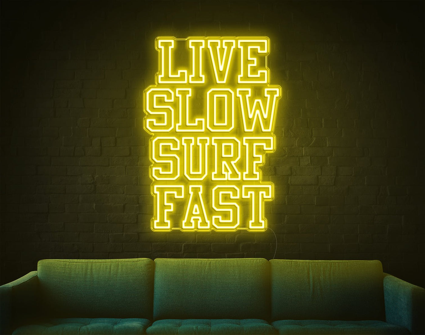 Live Slow Surf Fast LED Neon Sign - 27inch x 19inchHot Pink