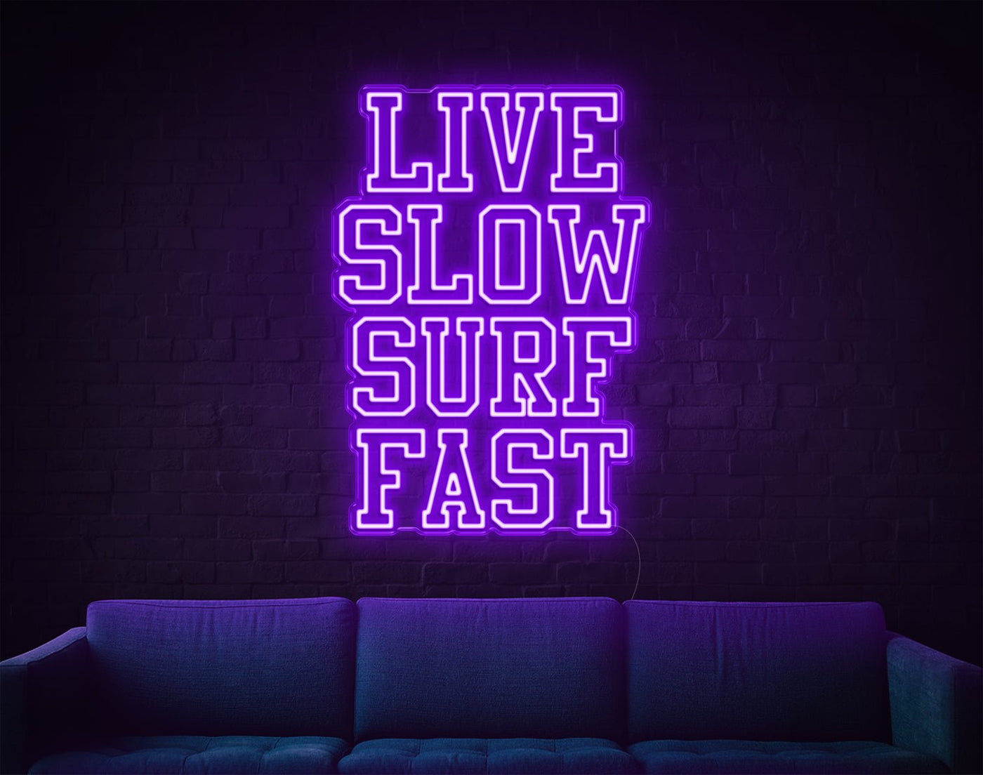 Live Slow Surf Fast LED Neon Sign - 27inch x 19inchPurple